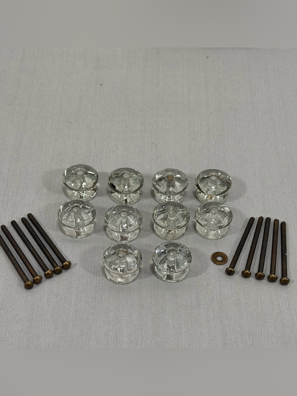 Clear Round Glass Cabinet Knobs Polished Vintage Retro 1.25in w/Screws 10 pcs